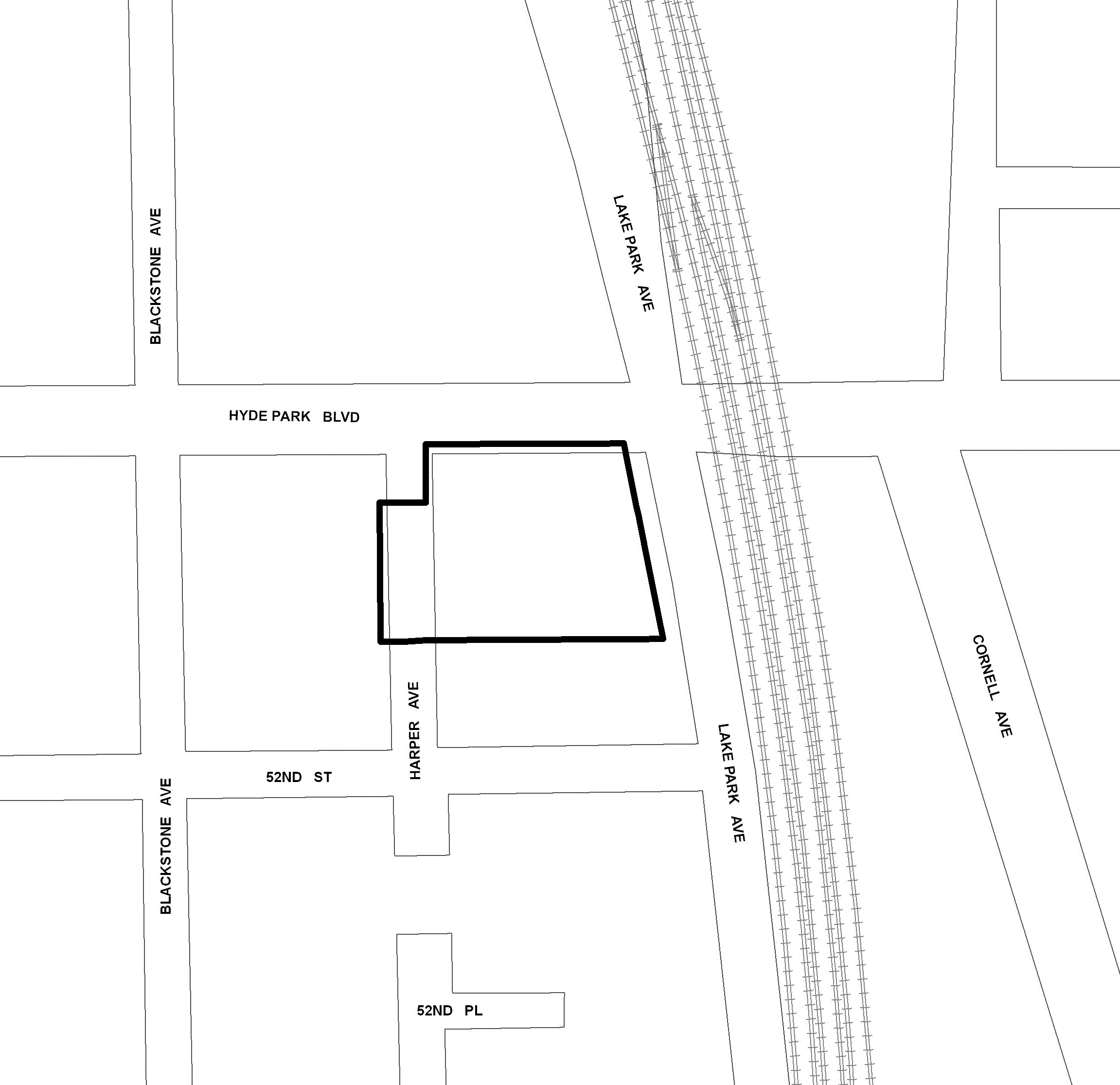 51st/Lake Park TIF district, roughly bounded on the north by Hyde Park Boulevard, 52nd Street on the south, Lake Park Avenue on the east, and Harper Avenue on the west.